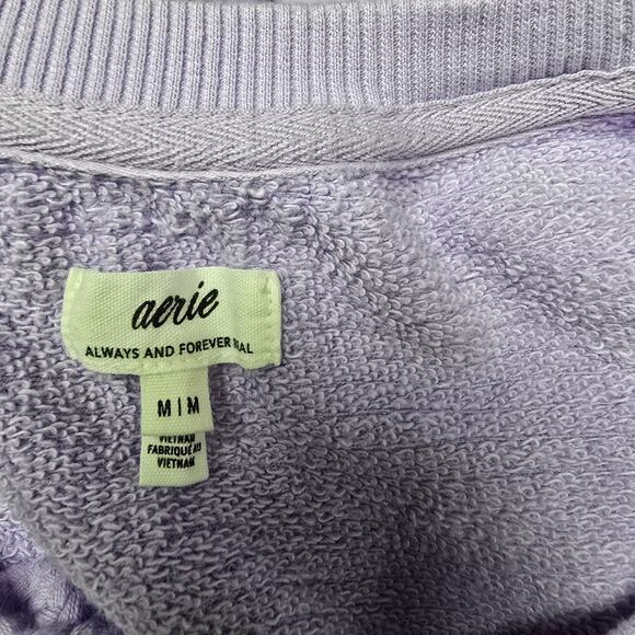 Aerie Easy Street Sweatshirt Pullover M Tie Neck Lavender Long Sleeve Oversized - Picture 6 of 8